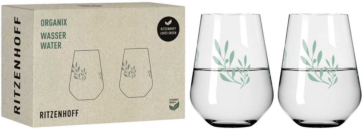 Solidchoice - Set van 2 Waterglazen van 500 ml, Gemaakt van 45% Gerecycled Glas