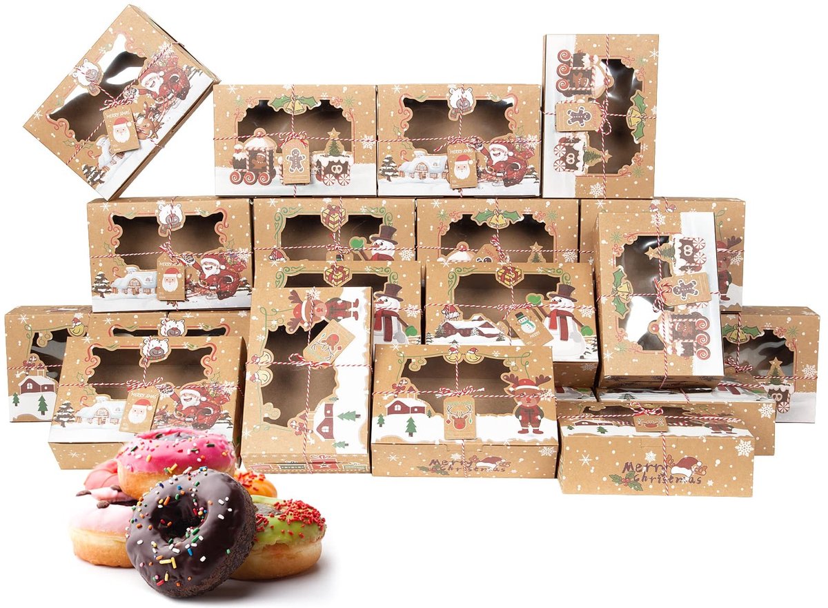 Solidchoice - 24 Kerstkoekjesdozen met Venster en Decoratie