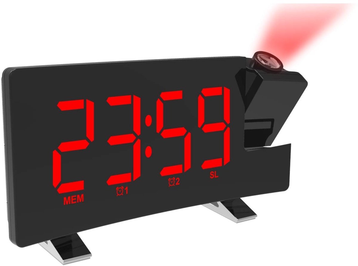 Solidchoice - Projectie Weckerklok met Digitale Radiomodule en Dubbelfunctie