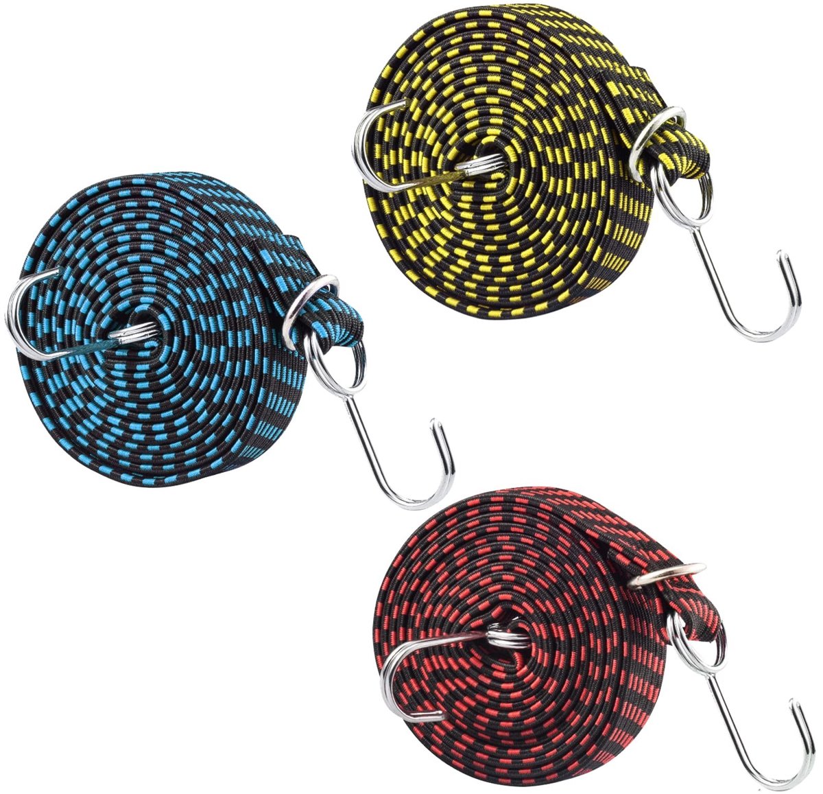 Solidchoice - Set van 3 Elastische Riemen met Haken 2 m