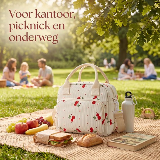 Namajunas - Lunchtas - Kleine geïsoleerde lunchtas, 12 liter inhoud, geïsoleerde lunchtas voor dames, met handvat en verstelbare schouderband, 5 vakken, PEVA-voering, geschikt voor werk, school, picknicks en uitstapjes. van Namajunas — afbeelding 4