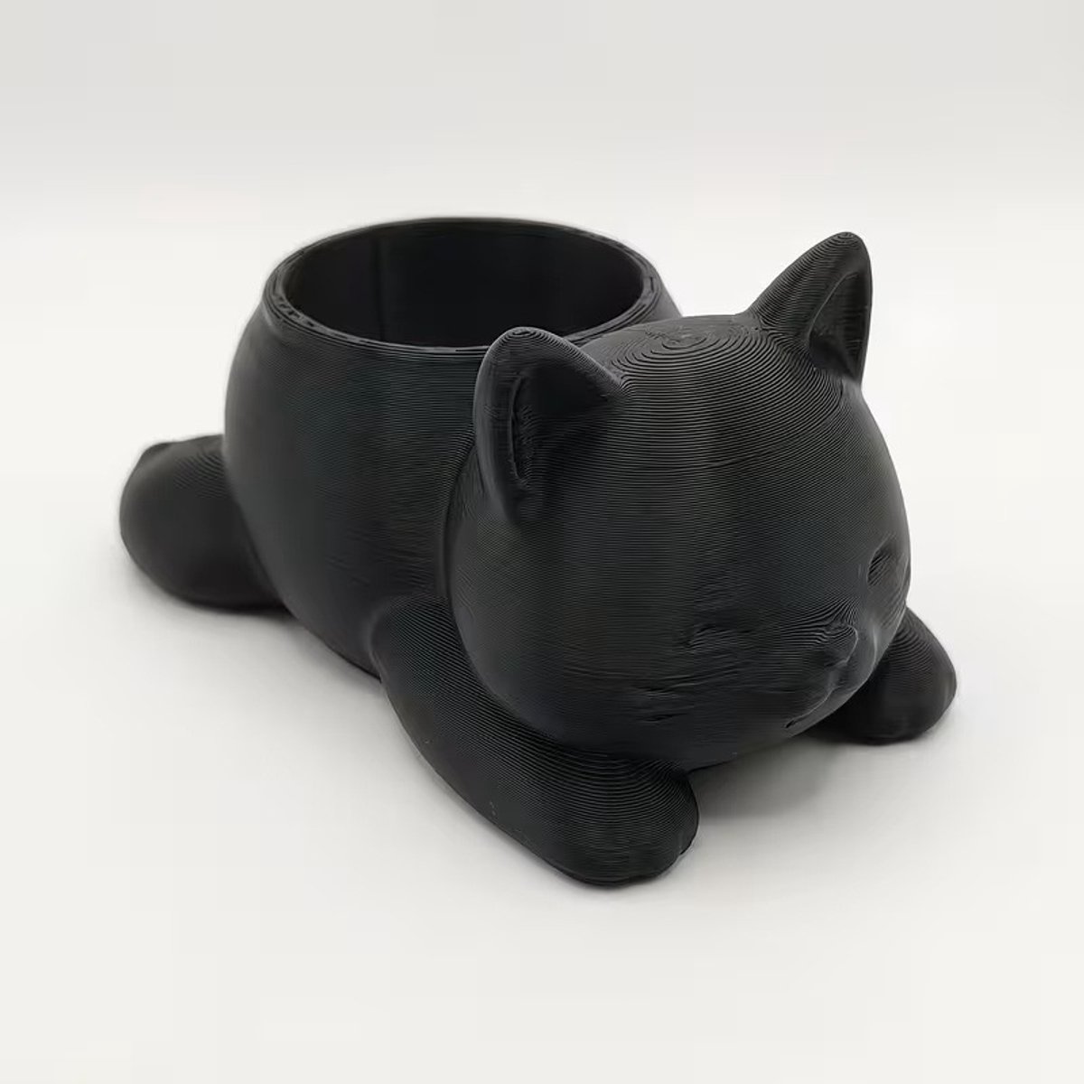 Claoner 3D-geprinte bloempot - Schattig cartoon kitten - Voor cactus planten - Kaarsenhouder - Zwart