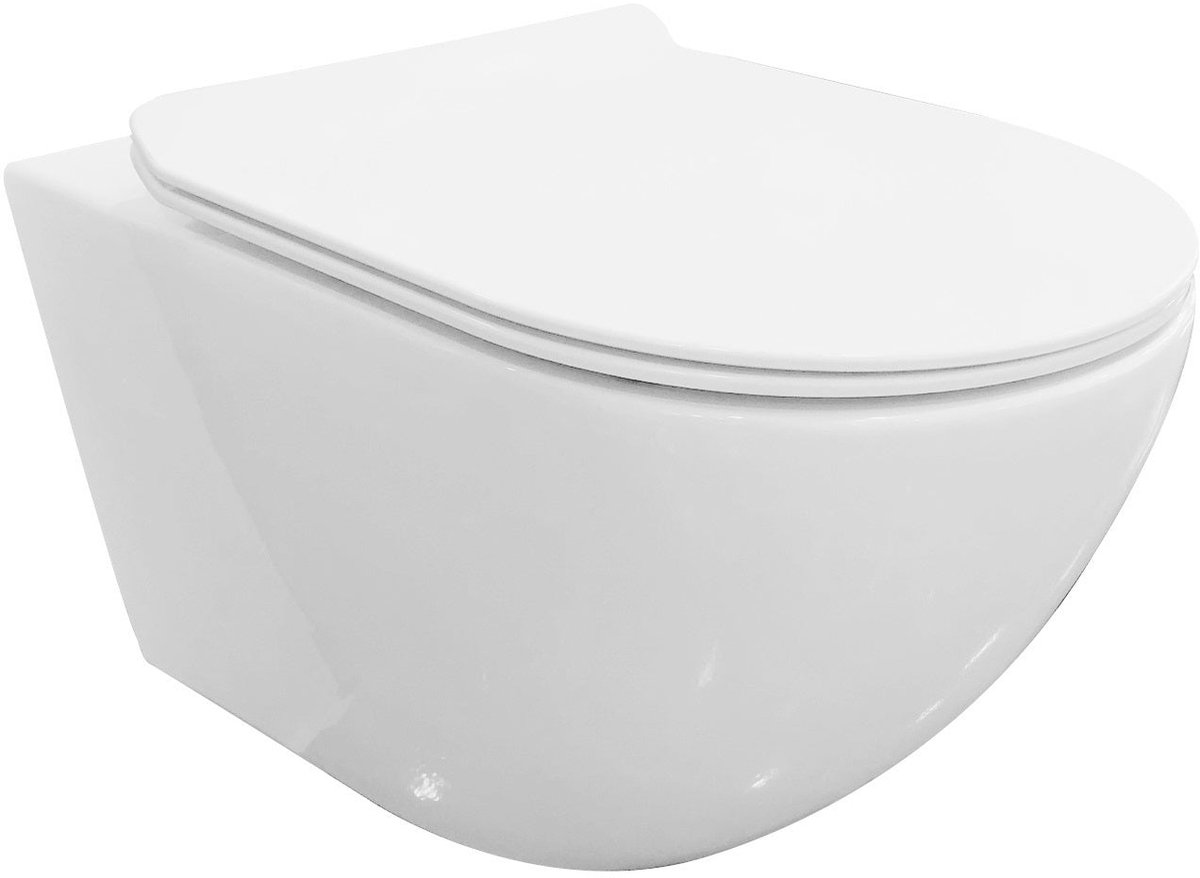 Wandcloset Sanitado Elements Guliano randloos met softclose toiletzitting in glanzend wit