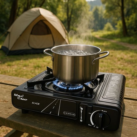 MaxiCamp - Campingkooktoestel BLACK - 2100 W - met windscherm en koffer — afbeelding 3