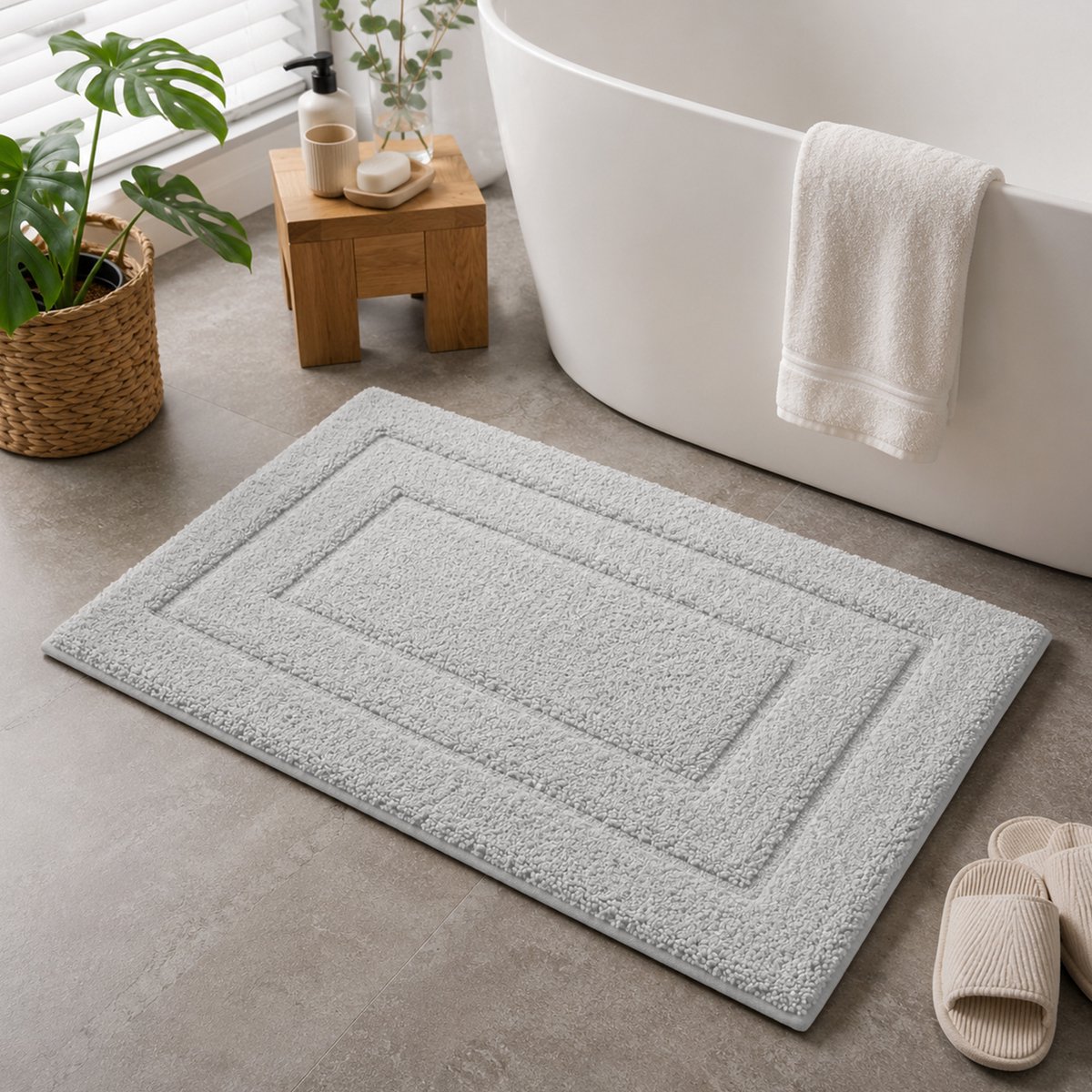 LitaLente Badmat Badkamer – 50x80 cm – Zachte Microvezel Badkamermat – Antislip & Absorberend – Machinewasbaar - Grijs