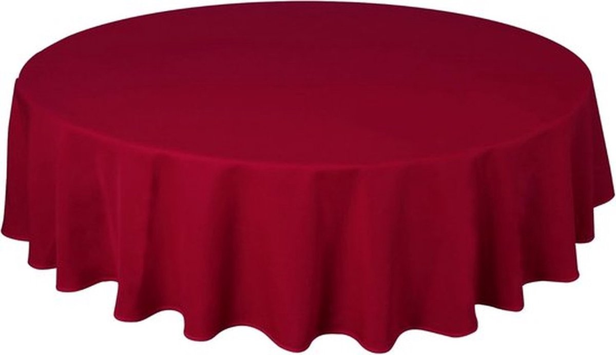 SnelShoppen - Ronde Tafelkleed 180 cm Donkerrood Bordeauxtafellaken - Polyester, Geschikt voor 4-8 Personen, Perfect voor Feesten en Speciale Gelegenh