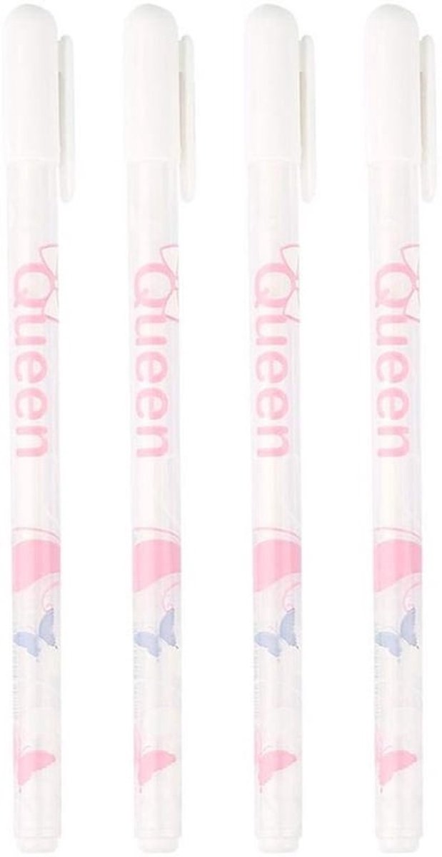 Gelpen 0,8 mm - 4 Stuks - Wit - Kunststof - Schrijfpunt - Gloednieuw - Schrijfpennen