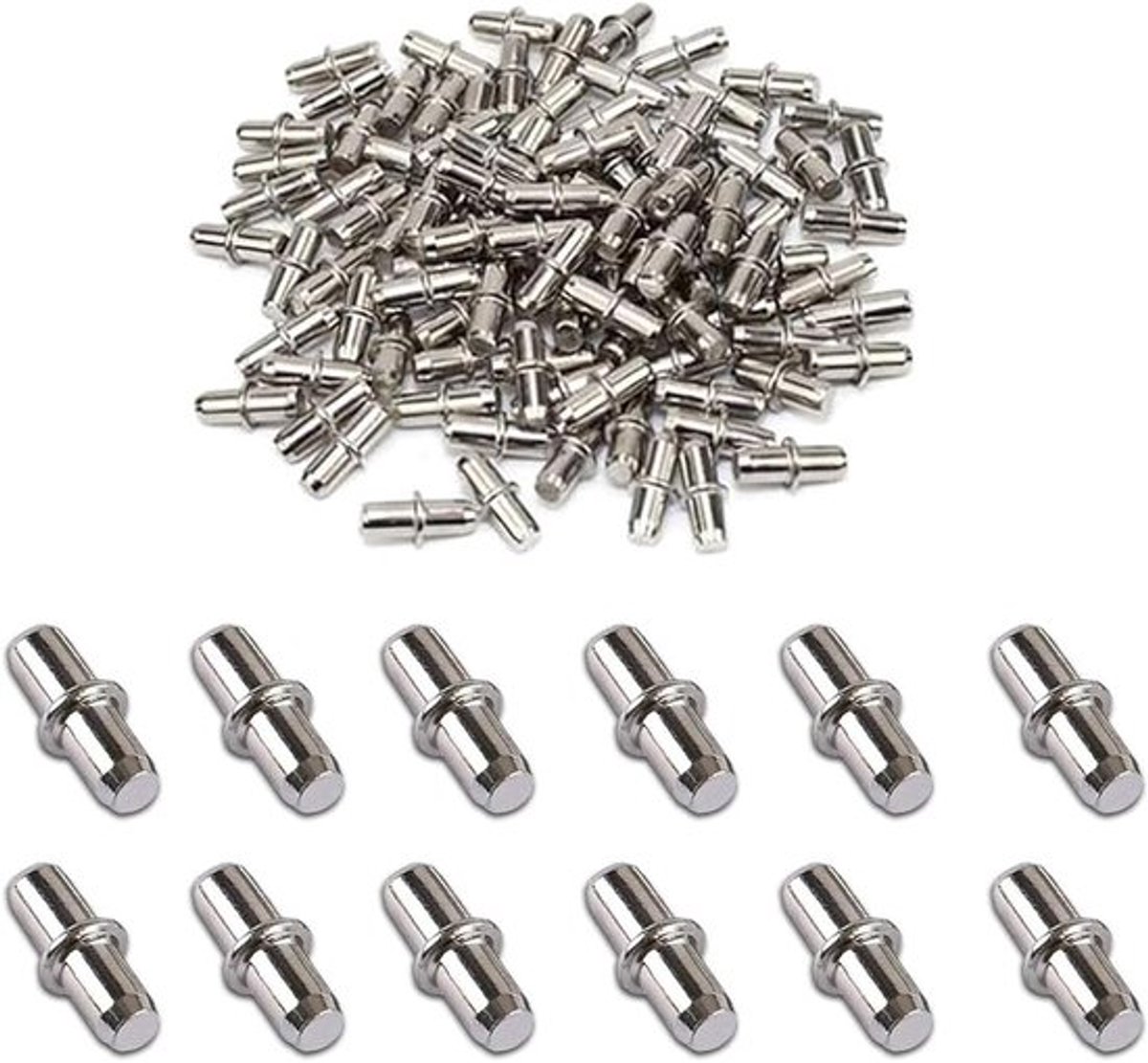 Inhoud in HTML - Bodemdragers 100 stuks - Diameter 5 mm - Metalen plankdragers zilver .