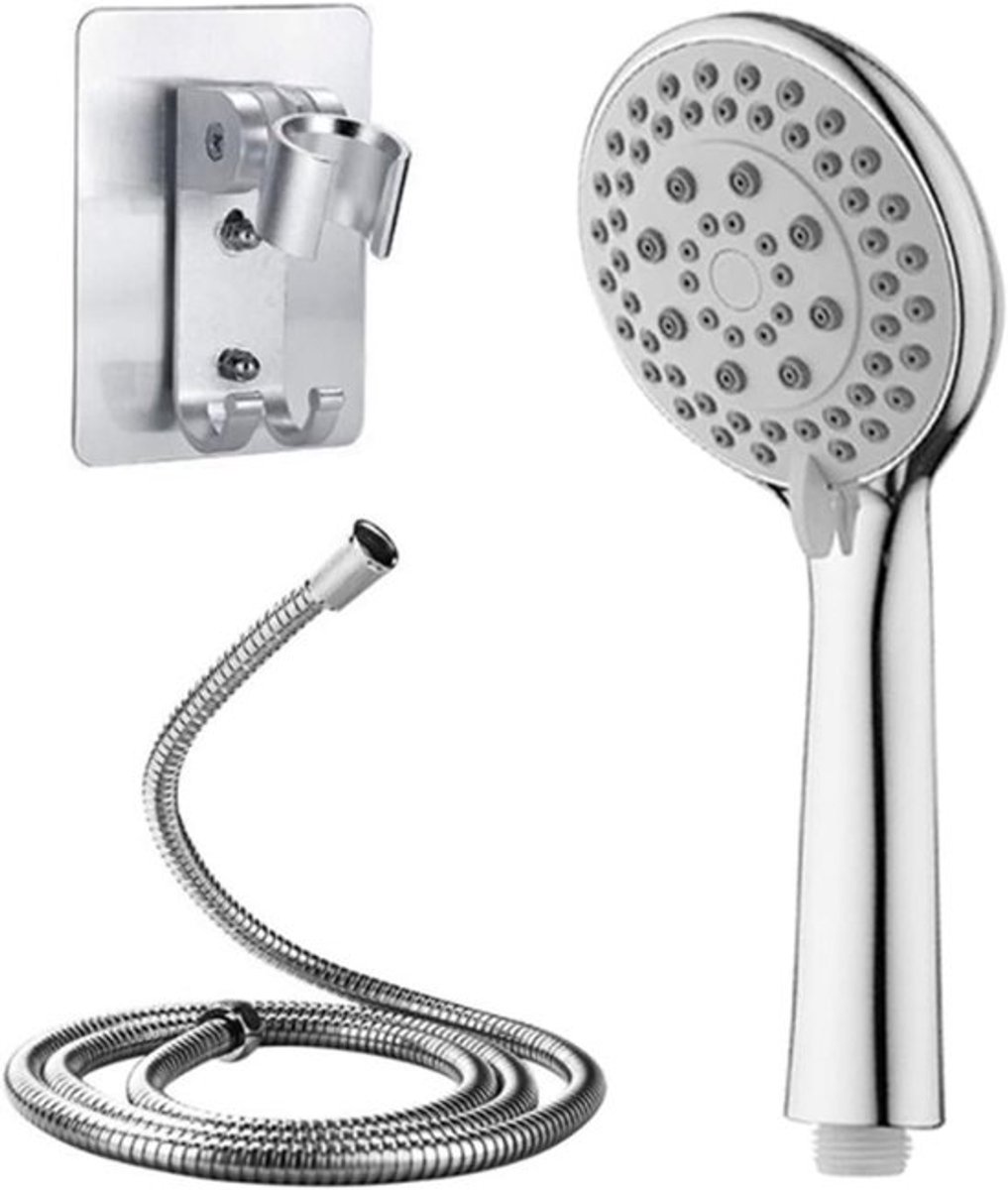 "Handdouche met 5 straalsoorten en 1,5 m slang - Waterbesparende douchekop voor hoge druk - Geschikt voor familiebaden en douches (Zilver)"