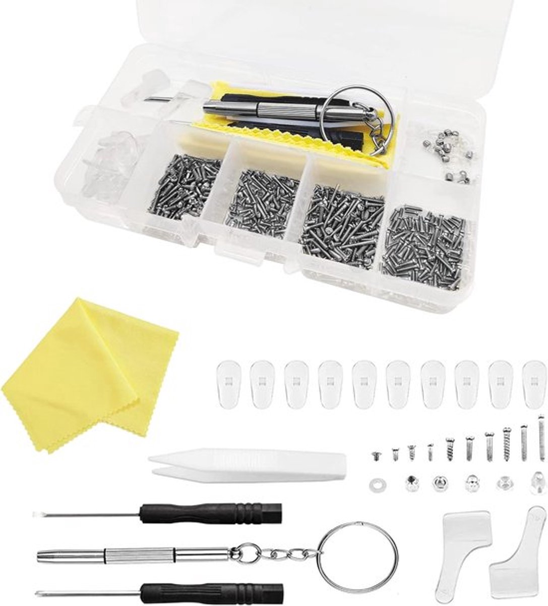 527-delige reparatieset voor brillen - brillenreparatie met pincet en schroevendraaier - geschikt voor de meeste brillen
