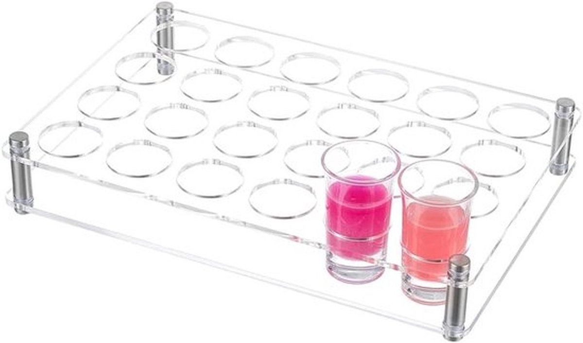 24 Transparante glazen tablethouders van acryl, ideaal voor feesten, bars en servies, met een gat van 4,5 cm