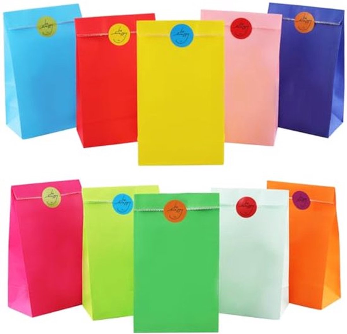 Kleurrijke Papieren Cadeauzakjes voor Feesten - 60 Stuks met Stickers