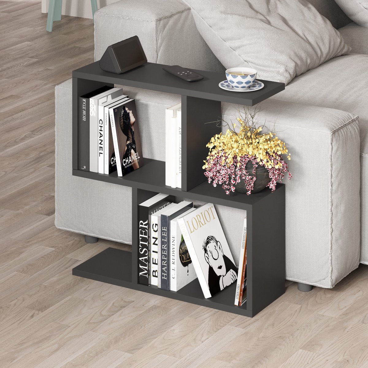 Asir - Salontafel - Zijdeachtig zwart - 60 x 20 x 60 cm