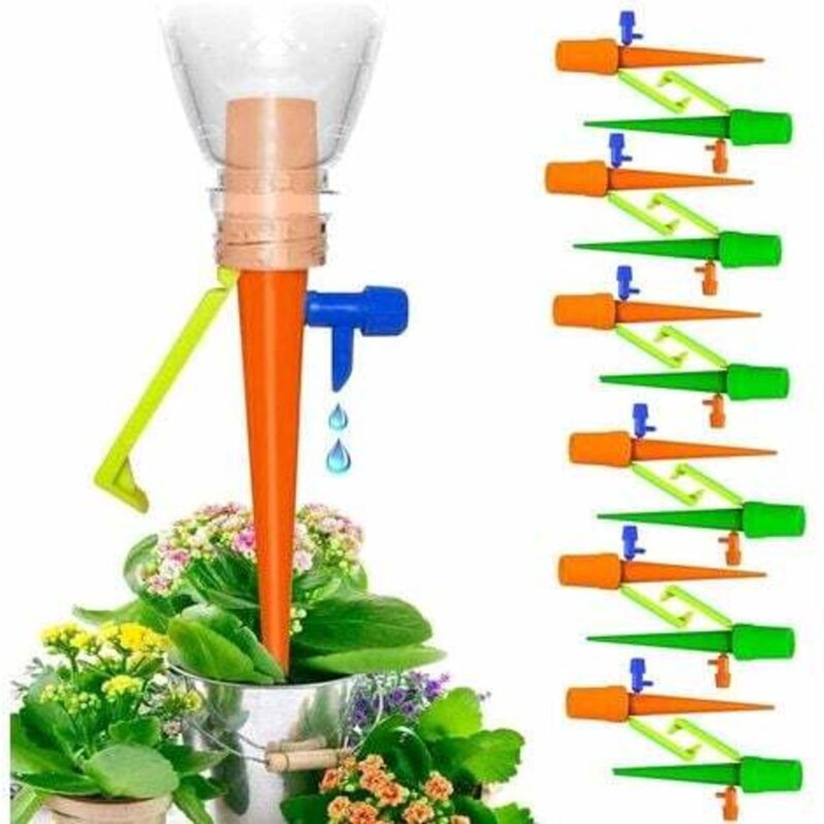 Automatische druppelirrigatieset, 12-delige verstelbare automatische druppelirrigatieset, geschikt voor binnen- en buitentuinen/woningen, zodat u uw planten gemakkelijk kunt bewateren, zelfs op vakantie.