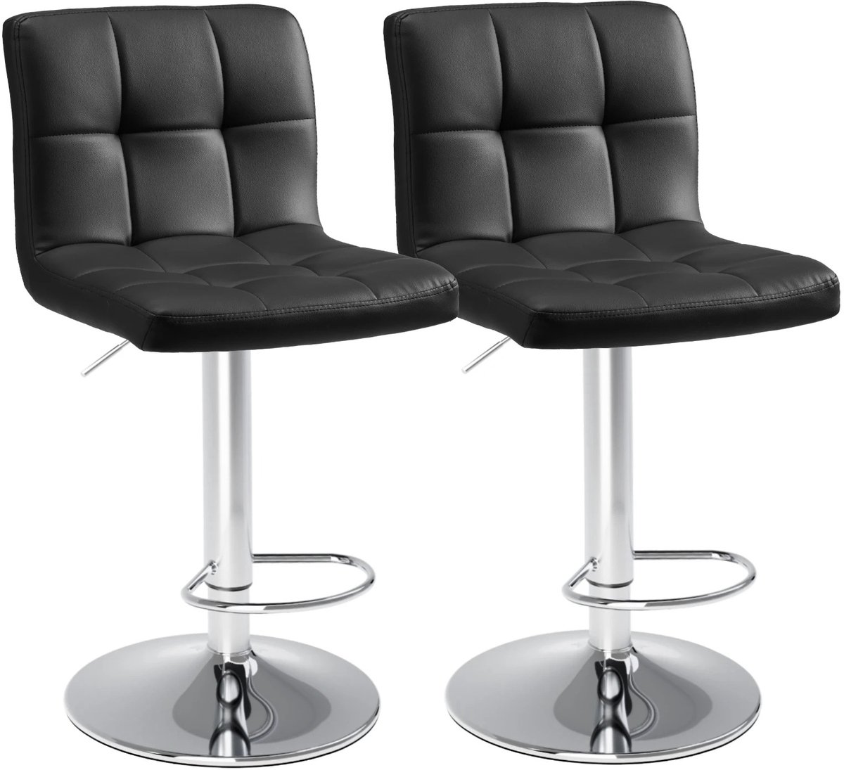 NordHaus Barkrukken - Toogkrukken - Set van 2 - SGS-gecertificeerd - Zwarte PU-lederen bekleding voor keuken en bar