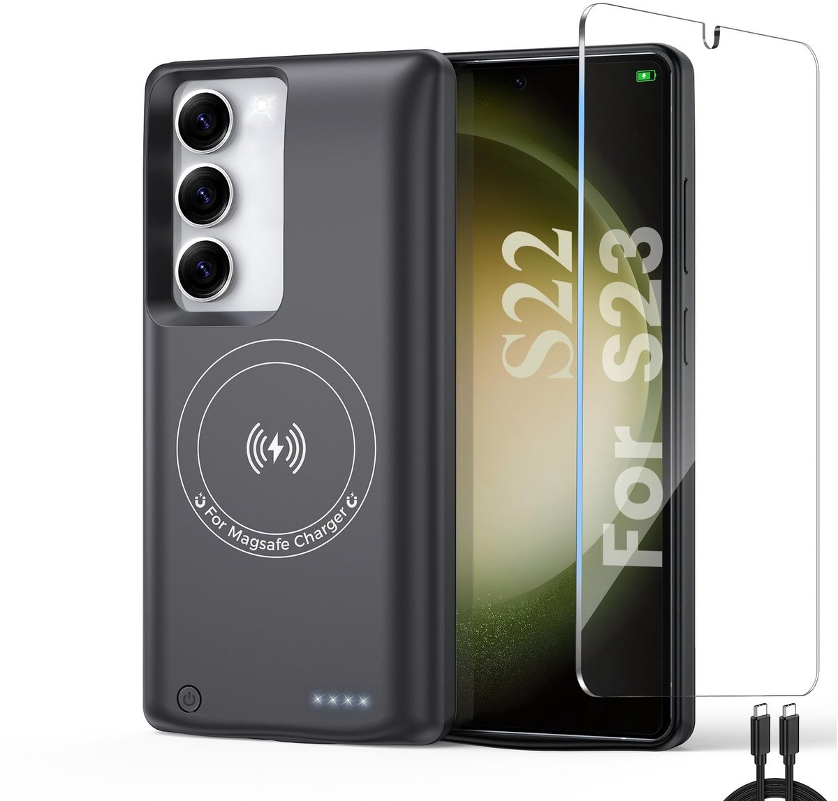 Solidchoice - 10,000 mAh Batterijkoffer voor Samsung Galaxy S23/S22 met Draadloze Opladen