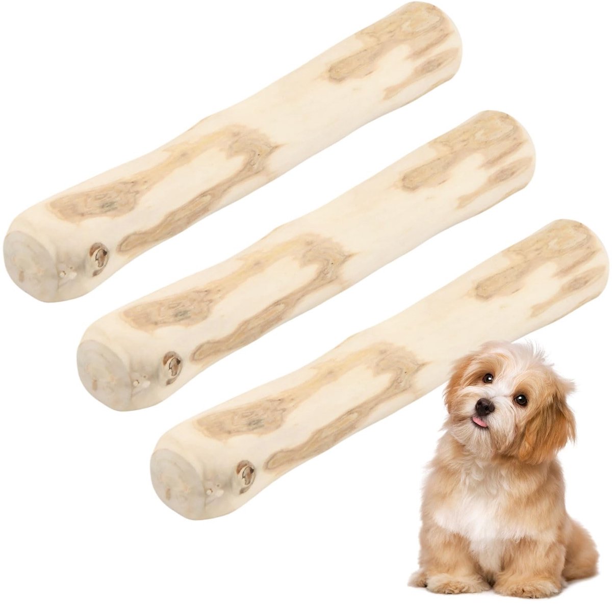 Solidchoice - 3 Stuks Natuurlijke Houten Kauwspeeltjes voor Honden