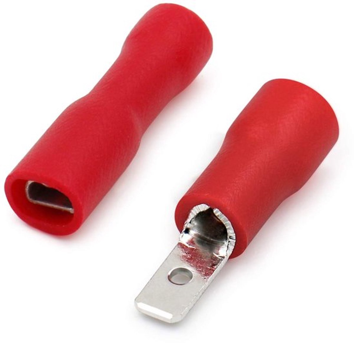 Kabelconnector - stekker/plug - vinyl - Rood - 2,8 x 0,5 mm - Kabelterminals - Geschikt voor 0,5-1,5 mm² - Verpakking van 100