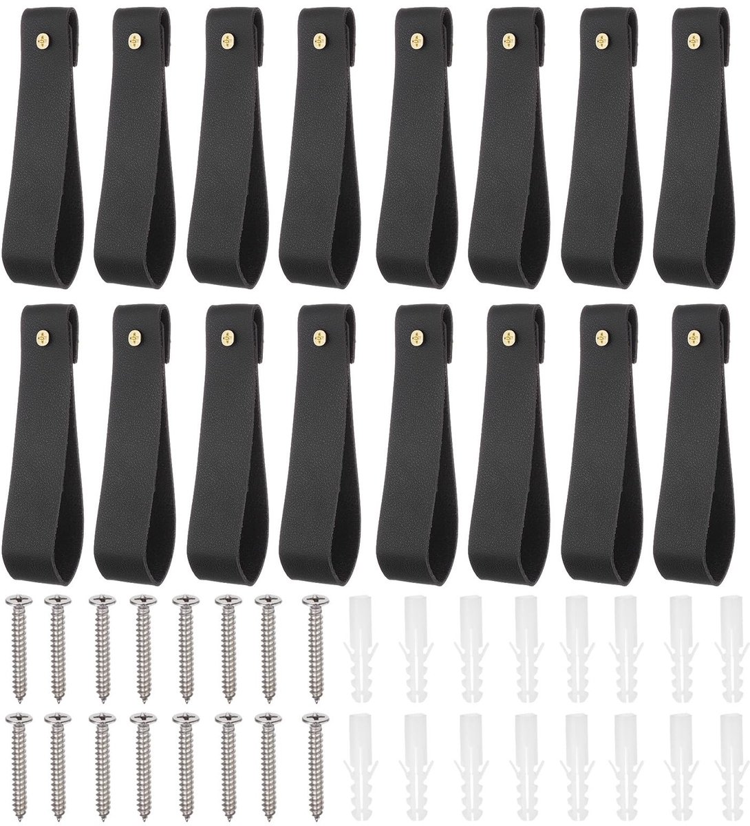 Solidchoice - Set van 16 Leren Gordijnhouders met Haken en Schroeven