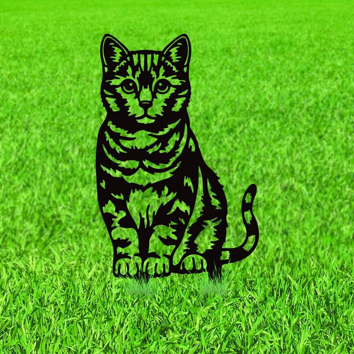 Solidchoice - Decoratieve Tuinpalen met Tabby Kat Silhouet voor Tuin Kunst