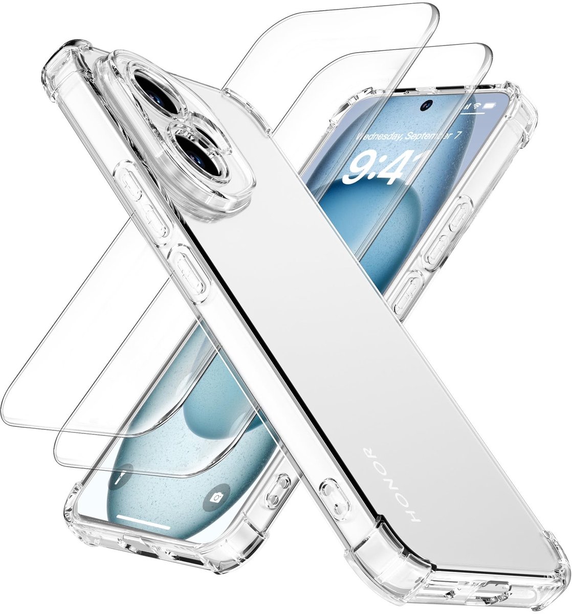 Solidchoice - Transparante Hoes voor Smartphone met Luchtkussen Hoeken en Schermprotectors