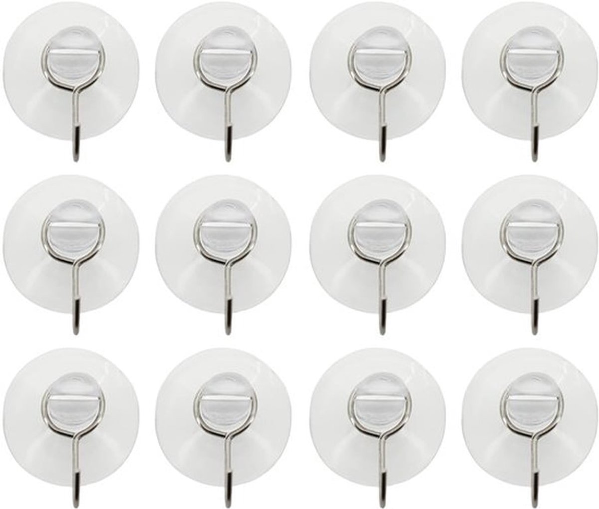 Zuignaphaken Set van 12 - Transparante Zuignappen - Voor Ramen/Glas - Geen Boren/Niet Plakken - Herbruikbaar - Ideaal voor Decoraties