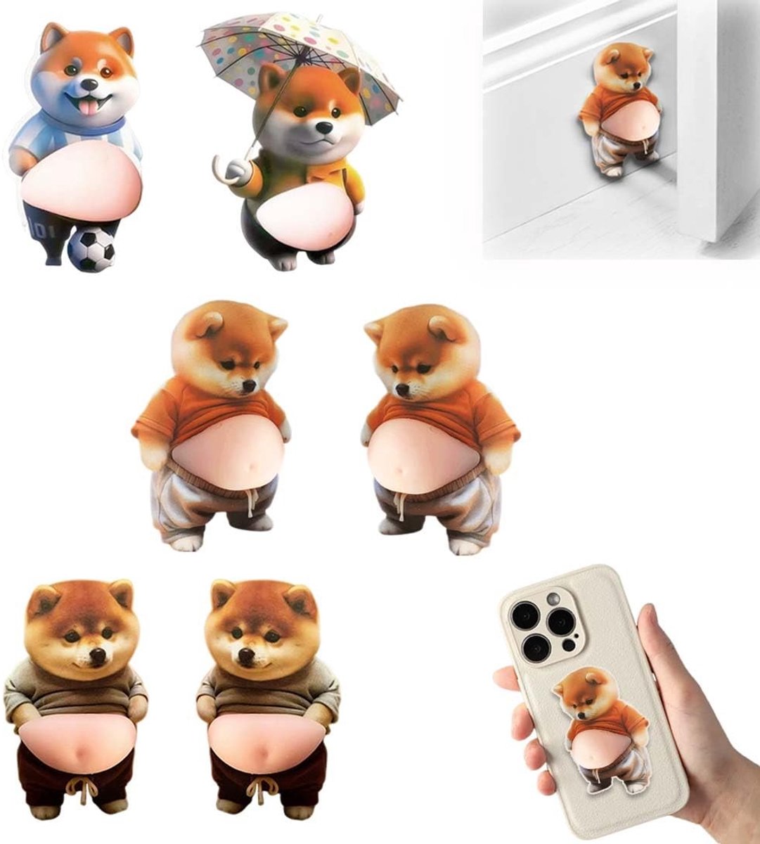 Solidchoice - 6 Stuks Grappige Shiba Inu Deurstoppers, PVC, 11 x 7 cm