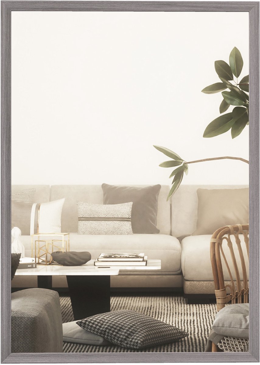 HOMCOM Wall Mirror-MDF, Glas-50L x 2B x 70H cm-Grau