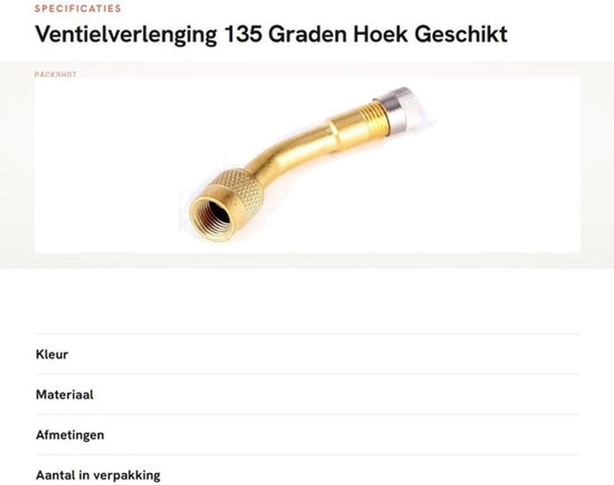 Ventielverlenger 135 Graden Hoek - Ventielverlenging - Adapter - Massief Messing - Anti-corrosie - Duurzaam - Bandventiel