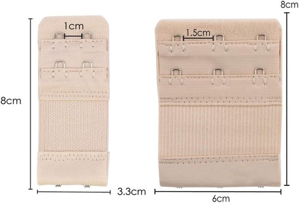 Beha-extenders 6-delige set - 2/3 Haakverlengingen - Zwangerschapsbeha - Voedingsbeha - Comfortabel/Elastisch - Neutrale kleuren - Bh-verlenger