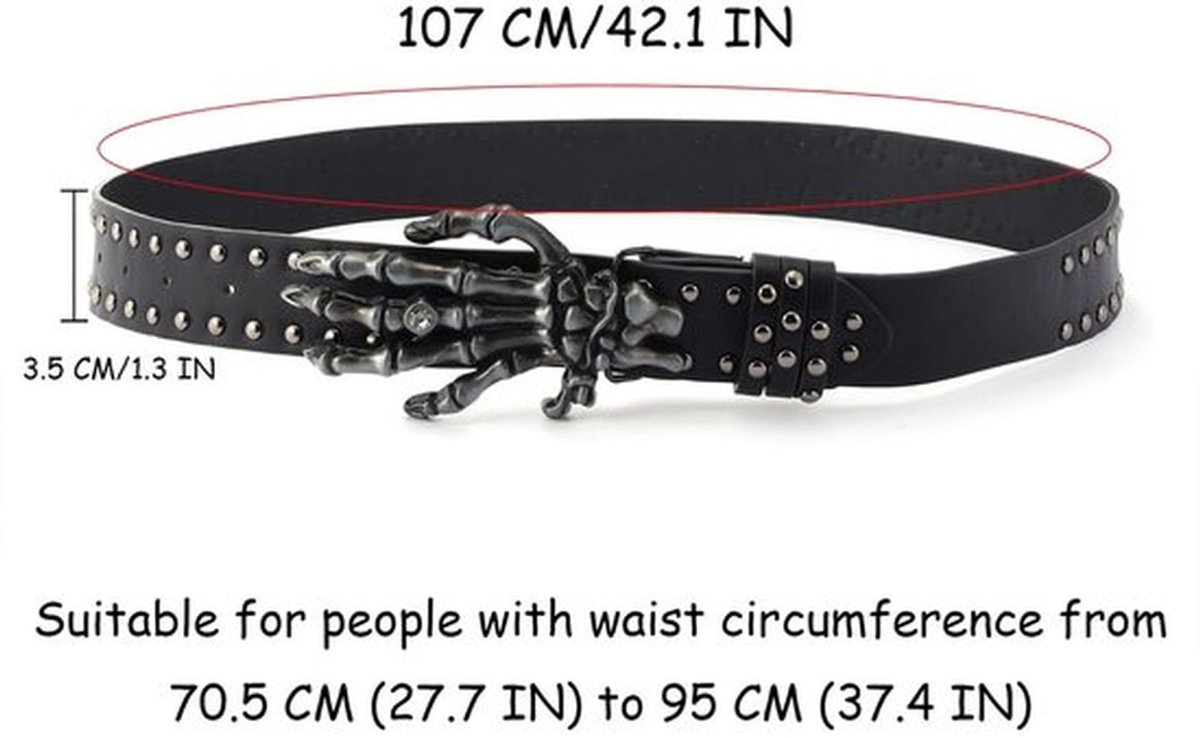 Leren Riem Punkstijl - Vintage Accessoire - Kunstleer - Rock Design - Voor Dames/Heren - Ideaal voor Outfits - Punkriem