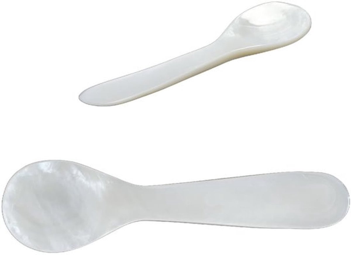 2-delige Kaviaarlepels van Schelp voor Tafelen en Dessert