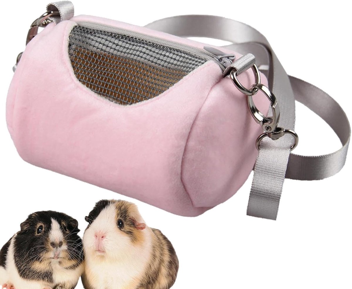 KZQ Hamster draagtas - Ademende reistas met gaasraam, cilindervormig - Voor konijn, fret, cavia, egel & vogels - Lichtgewicht en veilig voor reizen, wandelen, dagelijks gebruik