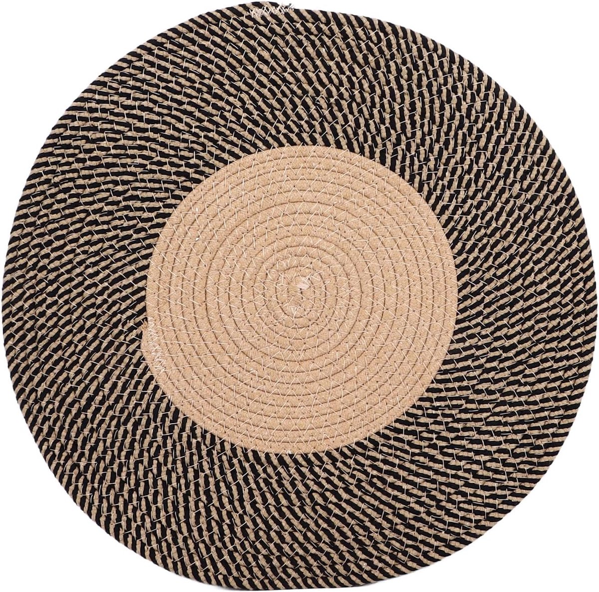 Dailygoods- Vloerkleed Omkeerbaar - Jute Gevlochten - Rond Tapijt - Retro Design - Duurzaam - Geschikt voor Eetkamer
