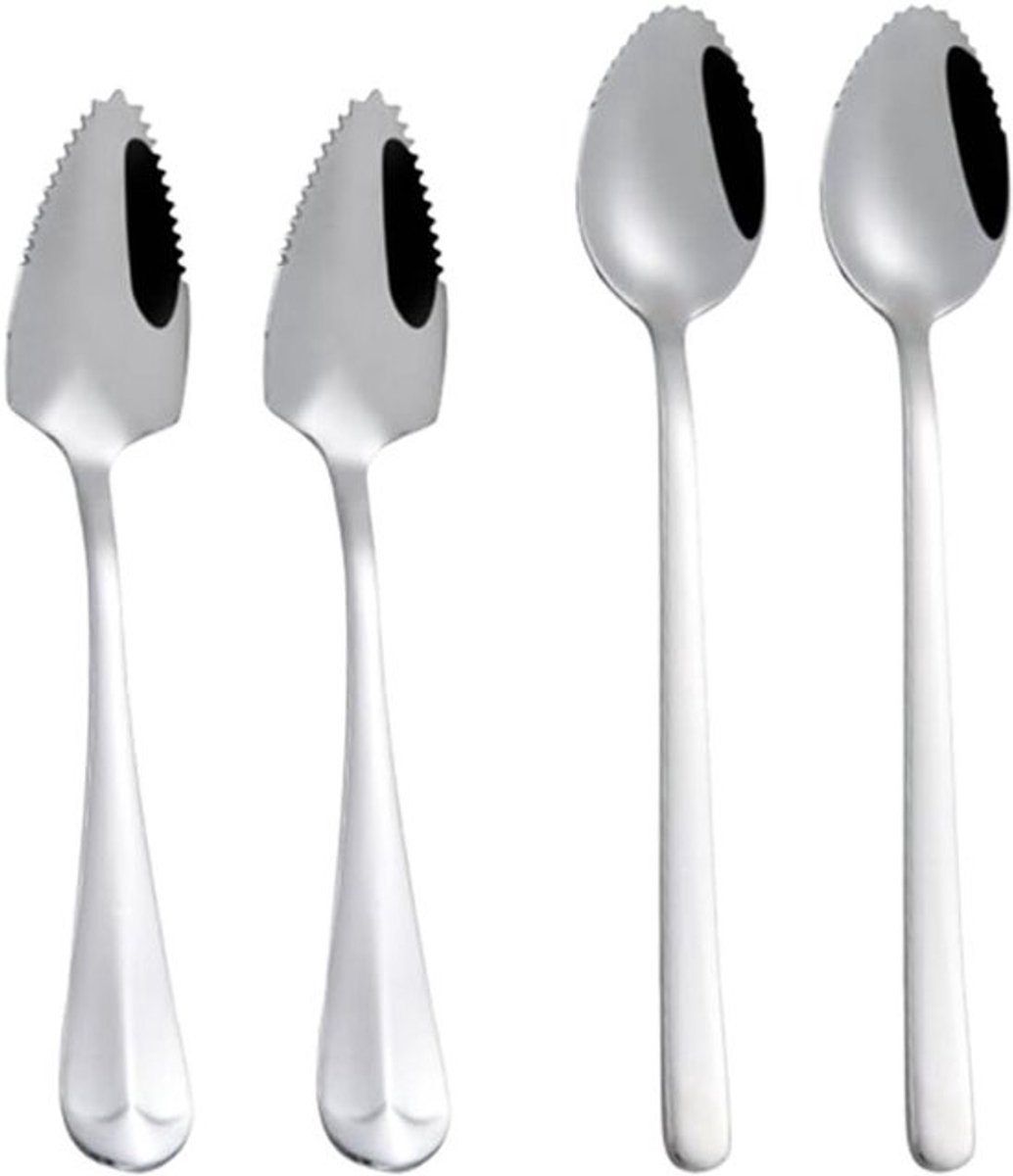 Roestvrijstalen lepel voor grapefruit en fruit, met gekartelde rand voor desserts en snacks