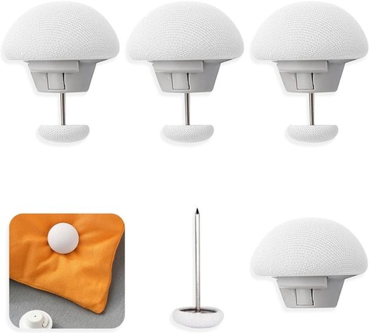 Duvet Cover Clips - Mushrooms Rond - Non-slip Bed Clips - Quilt Fixing Clips - 4 Stuks Wit - Voor Duvet Bevestiging en Decoratie