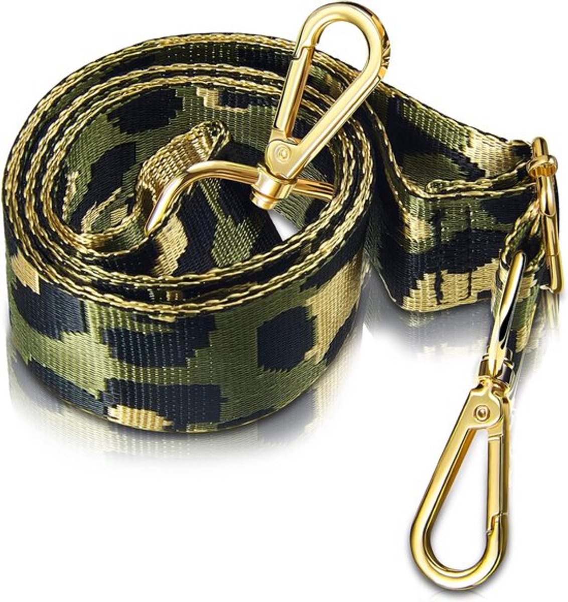 Verstelbare Schouderband met Luipaardprint voor Dames, Vervangende Tasband, Geschikt voor Diverse Tassen, Groen, Polyester Geweven