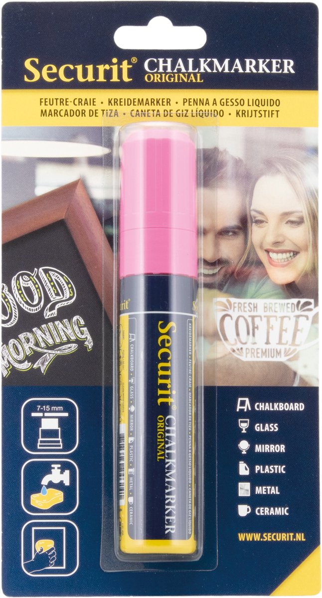 Securit® Original krijtstift met blokpunt in roze