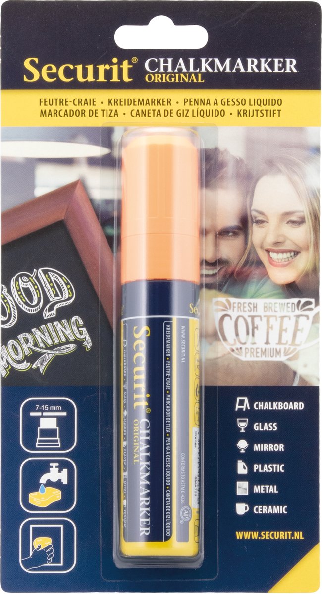 Securit® Original krijtstift met blokpunt in oranje