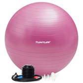 Tunturi Anti Burst Fitness bal met Pomp - Yoga bal 55 cm - Pilates bal - Zwangerschapsbal – 220 kg gebruikersgewicht - Incl Trainingsapp – Paars