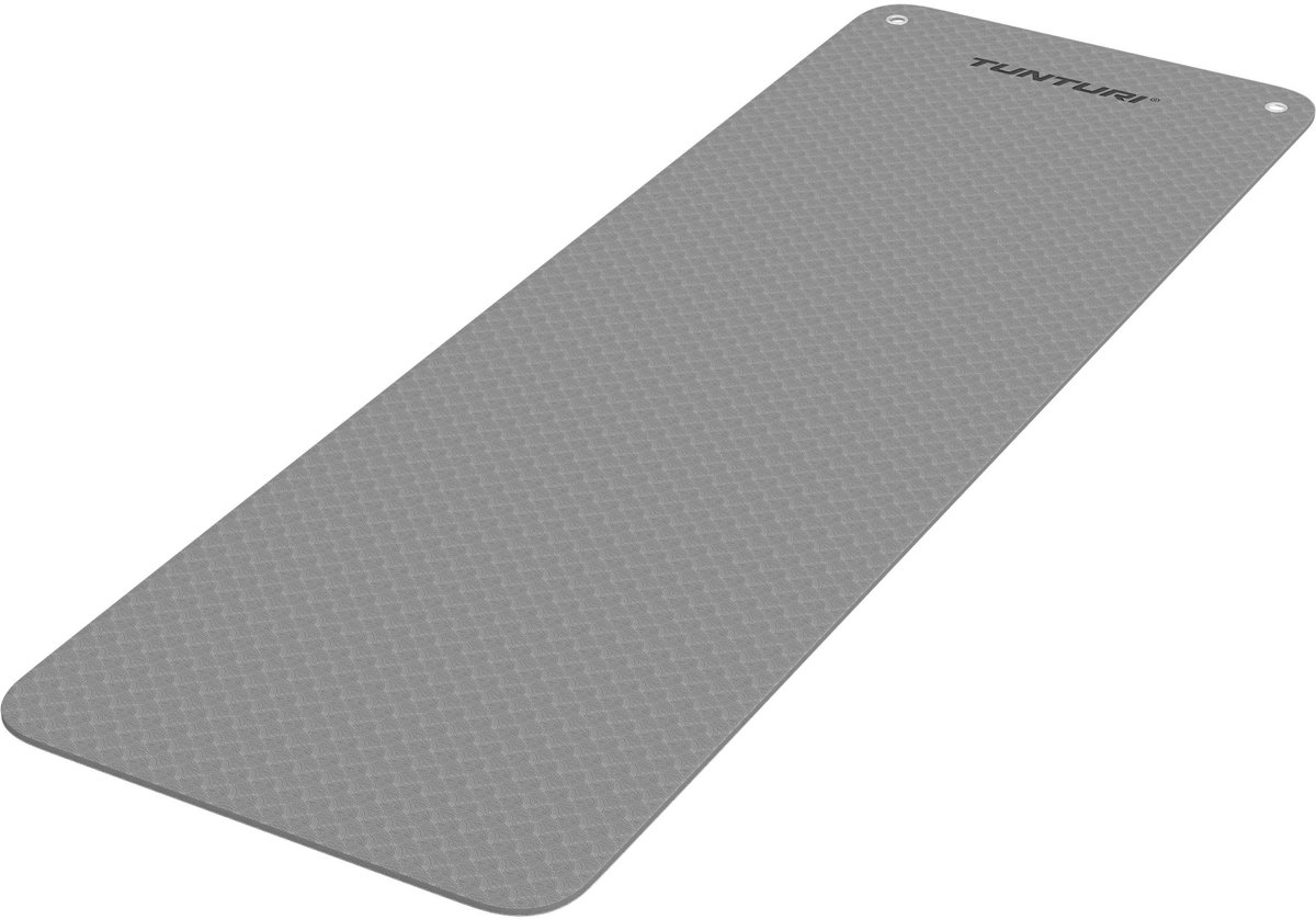 Tunturi Platinum Fitnessmat EVA 180 cm Grijs - 15 mm Dikte - Antislip Trainingsmat met Ophangogen