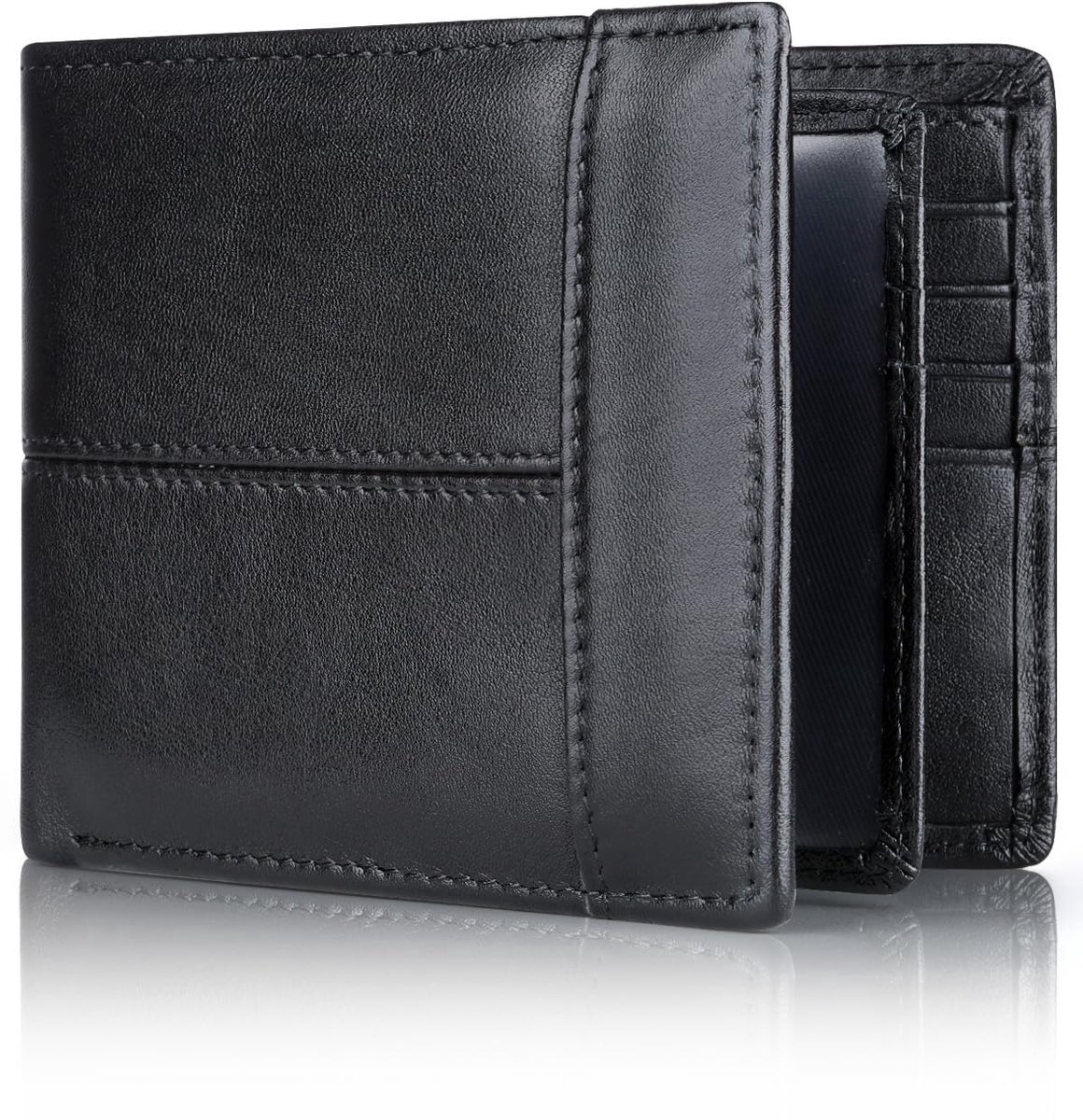 Casalora® Heren Portemonnee RFID Bescherming – Echt Leren Bifold Portefeuille met 16 Kaartsleuven, ID-Venster en Biljetvak – Compacte Portemonnee voor Heren