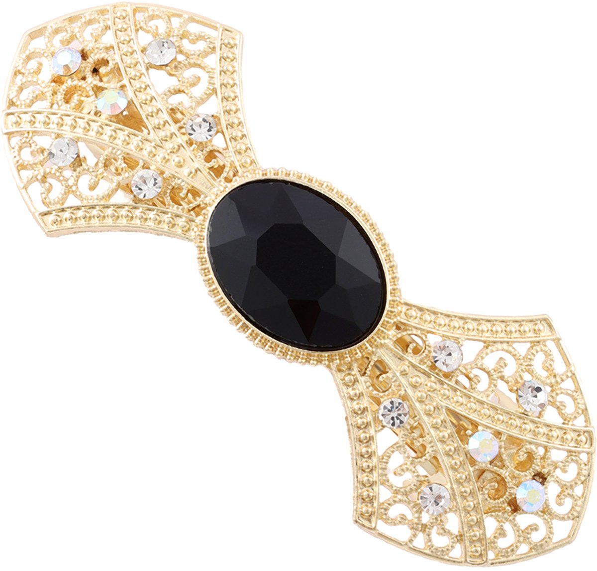 Emilie collection - Haarspeld - goud - steen zwart - Vintage look Haarclip