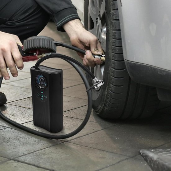 Draagbare Autobandenpomp 12V – Luchtcompressor | Draagbare Luchtpomp – Zwart Kunststof – Snel Oppompen – Elegant Ontwerp — afbeelding 2
