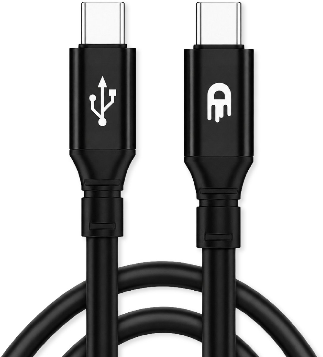 Drivv. USB C naar USB C Kabel 3.2 - 100W Snellader - 4K 60Hz - 20Gbps - 0.5 Meter - PVC - Zwart