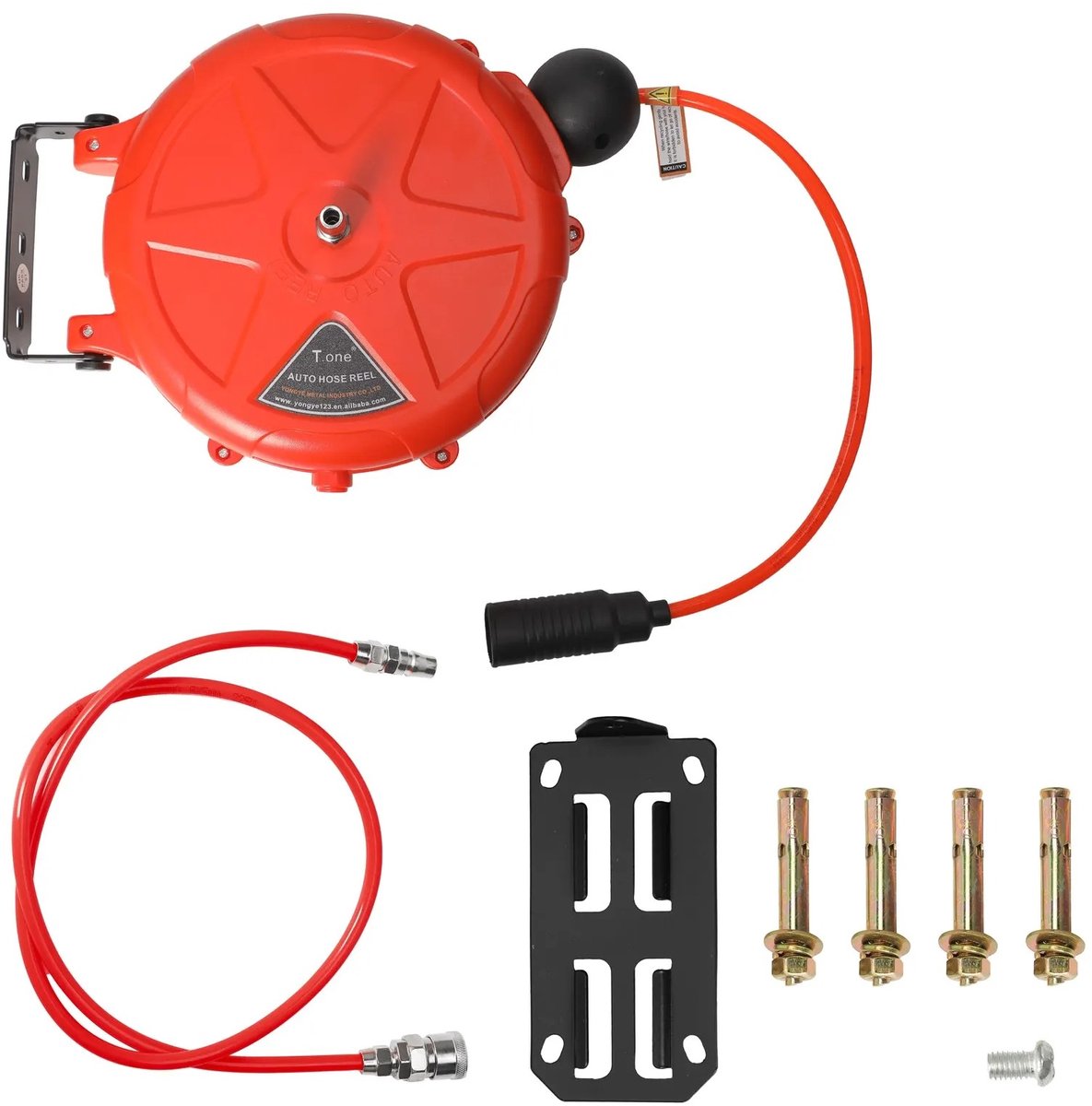 Novra slanghaspel - Luchtslanghaspel - Haspel - Luchtcompressor - Persluchtslang - Wandmontage - 10 meter - Automatisch - Rood