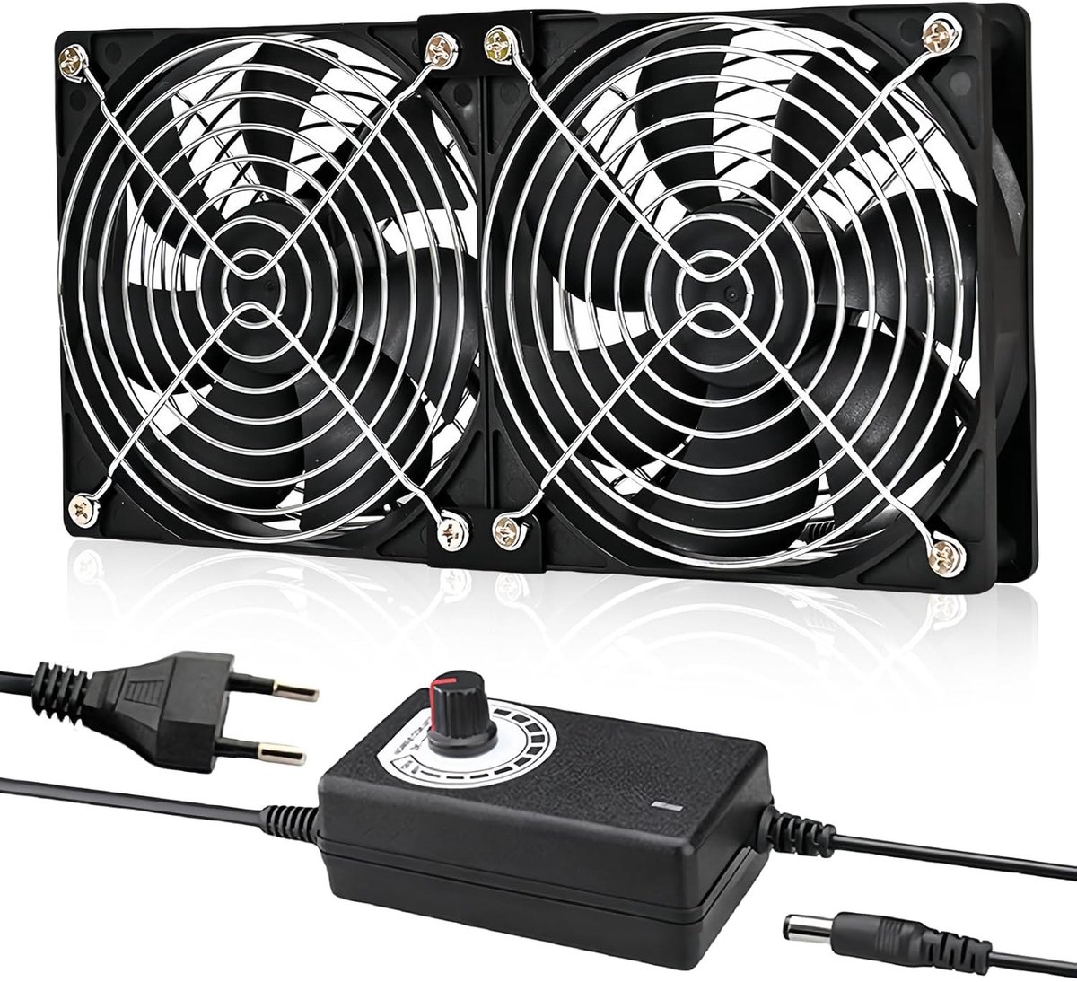Ventilator - Zwart - 12 x 12 x 12 cm - Borstelloze Koelventilator met Metalen Roosters - Voor Computers en Elektronische Apparaten