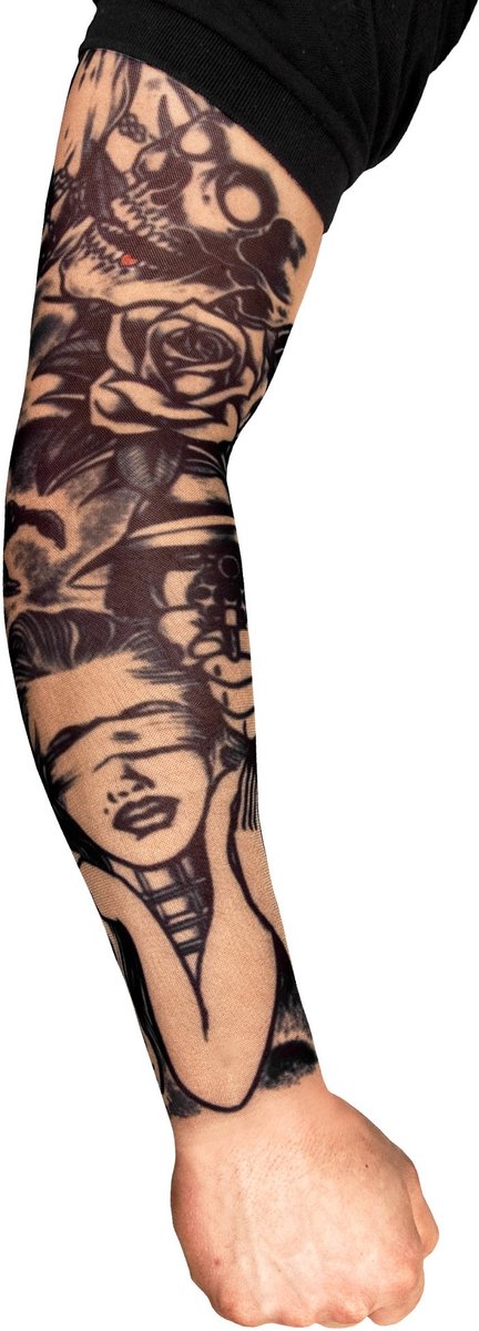 Killer Tattoo Skin Mouw - Carnaval Halloween Feest