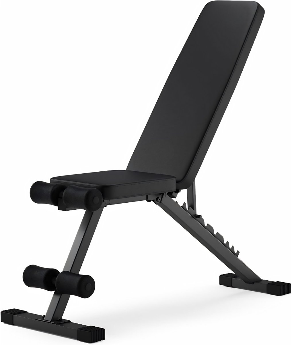 KIRA® Fitnessbank -Verstelbare Halterbank voor Krachttraining - Opvouwbare Fitnessbank - Zwart - 116cm x 43cm x 110cm