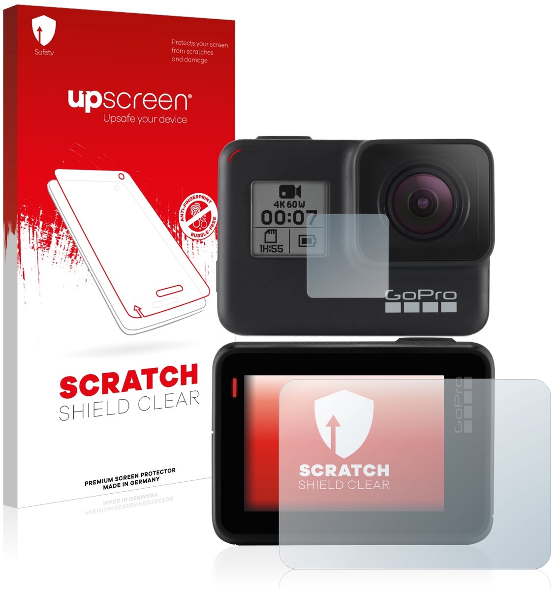 upscreen - Screenprotector voor GoPro Hero 7 Black - Folie Beschermfolie transparant